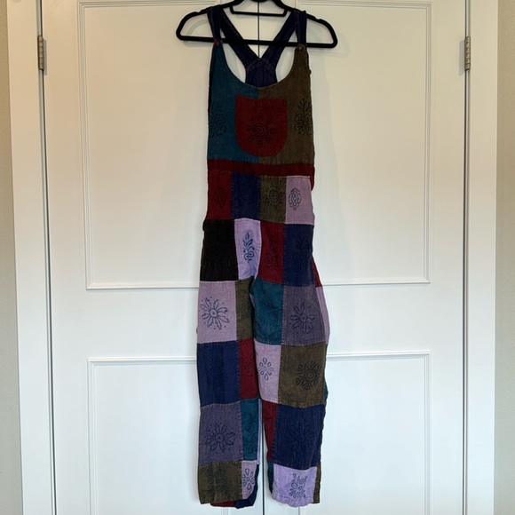 Pants - Napalese Cotton Multicolor Patchwork Batique Print Bib Overall Size Small